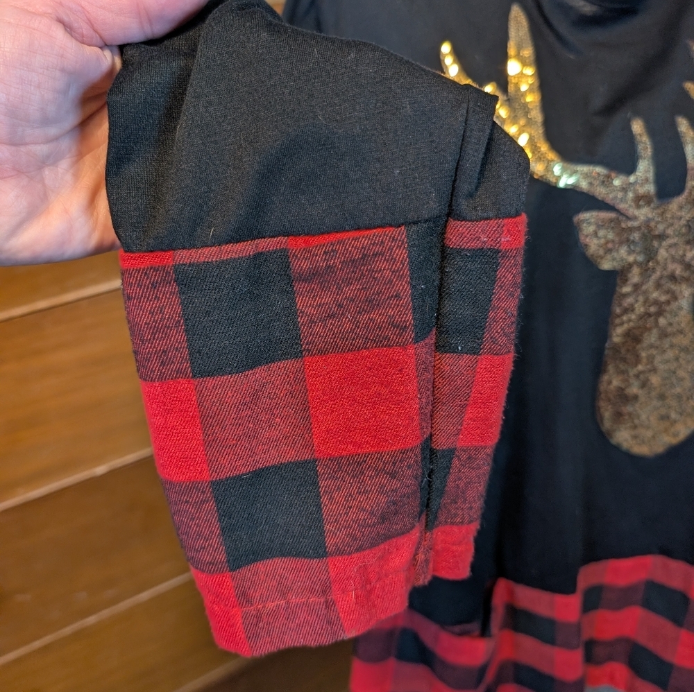 SequinReindeer Winter Buffalo Plaid Tunic XXL - Picture 9 of 12
